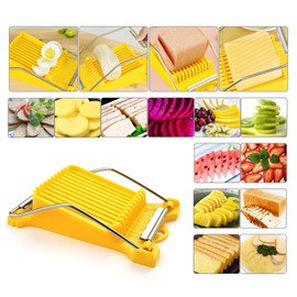 ICSTM Multipurpose Luncheon Meat Slicer,Stainless Steel Wire Egg Slicer,Cuts 11 Slices for Spam,Cheese,fruit,Soft Food and Ham (Yellow)