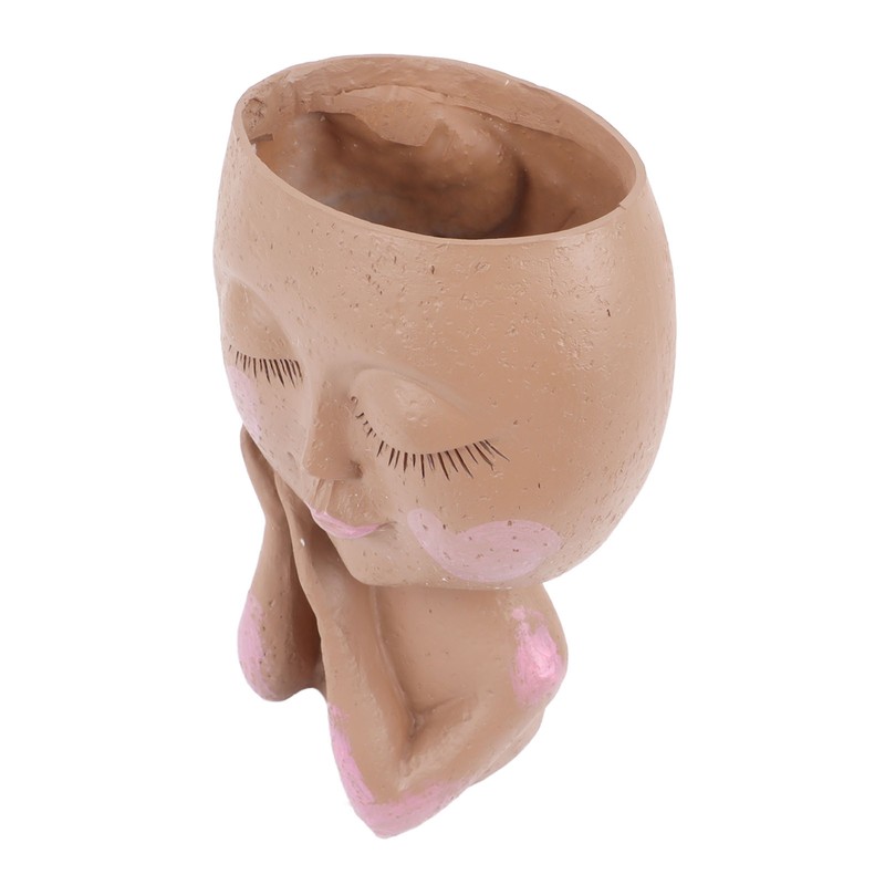 Girl Head Flowerpot Resin Face Planter Succulent Flowerpot Decoration for