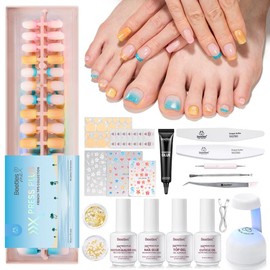 Beetles X Press Plus-Lite Kit French Tips Square Almond French Tip Press on Nails with Nail Glue Builder Top Coat Squoval Press on Nails DIY Manicure Gift for Women #TikTokShopBacktoSchool:_Summer Pretty2-S-Squoval-192Pcs-Kit-Hand&Toe