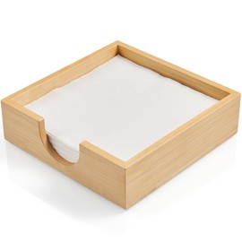 Bamboo Napkin Holder for Table, Napkins Holders For Paper Napkins, Flat Napkin Holder for Luncheon, Napkin Holders for Kitchen Dinner Table Decor, Napkin Dispenser for Indoor & Outdoor Use