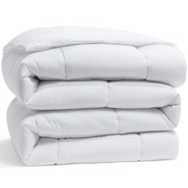 Quilted Down Alternative Comforter - King Size, All Season White Duvet Insert with Corner Tabs
