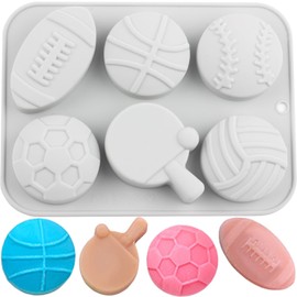 6 Cavity Sports Ball Shaped Candy Molds Table Tennis Basketball Volleyball Baseball Football Silicone Mold For Chocolate Candy