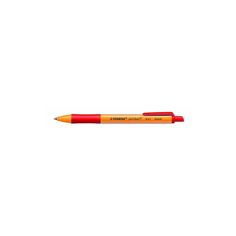 STABILO Pack of 3 Retractable Ballpoint Pens 0.5mm Line Red