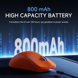 EWEADN X23Pro Wireless Gaming Mouse, 59g Ultra-Lightweight, 800mAh Rechargeable Mouse, PAW3311 Sensor, 12000 DPI, Tri-Mode Wireless Mouses with 6 Programmable Buttons, Grip Tape, for PC/Mac, Orange