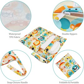 FenFang Nappy Bag, Wet Bags, Pack of 3 Wetbag, Cloth Nappies Organiser Bags, Changing Bag, Wet Bag, Laundry Bag, Nursery Wet Bag, Wet Bag, Reusable Baby, orange, Bag organiser