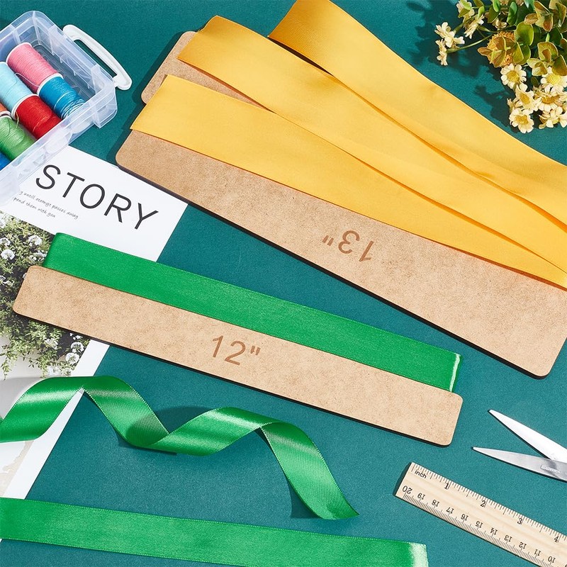 BENECREAT 2Pcs Ribbon Measuring Board 10" 12" 13" 14" Ribbon