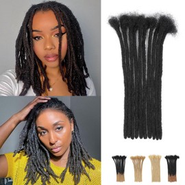8Inch Loc Extensions Human Hair 0.6CM 100% Real Dreadlock Extensions Human Hair Full Head Handmade Permanent Dreadlocks Extension for Men/Women(8 Inch 10Strands,1B)