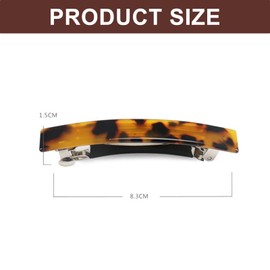4PCS French Design Hair Barrette - Tortoise Shell Celluloid Rectangle Hair Clips for Women - Suitable for Fine and Thick Hair - Elegant Hair Clips Women and Hair Barrettes for Women