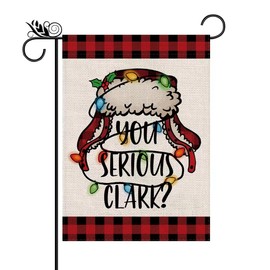 Christmas Garden Flag You Serious Clark Double Sided Burlap Funny Hat Buffalo Plaid Xmas Winter Holiday Decorations Yard Lawn Outdoor Decor 12.5 x 18 Inch