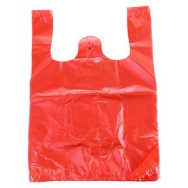 Red Plastic Bag T-Shirt Grocery Bag With Handle, Grocery Bags Retail Shopping Bags Kitchen Storage Clean Garbage Bag