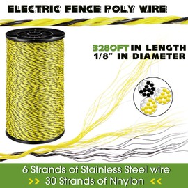 Pangda 6562 Feet Upgraded Electric Fence Wire 2000 Meters 1/8" Diameter Electric Fence 6 Stainless Steel Wire Reliable Conductivity and Rust Resistance Electric Fence for Livestock Horse Goat