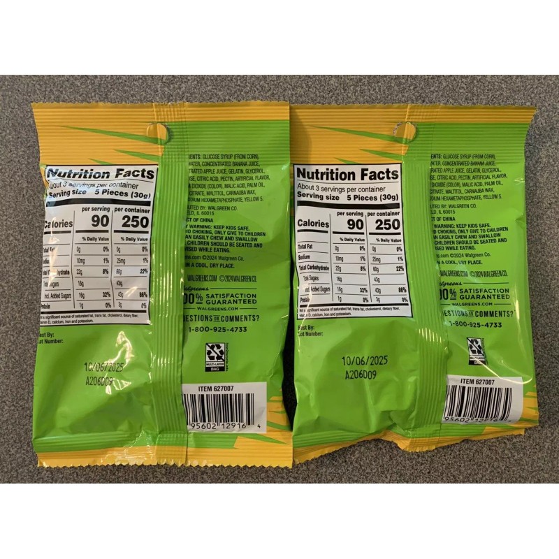 NICE! X 2 Gummy BANANA Peelable Candy 2.82 oz Fresh