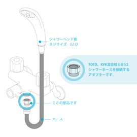 OFFO Faucet Parts, Adapter, Faucet Side Adapter, Set of 3, Shower Hose to Connect Shower Hose to TOTO/KVK Mixing Faucet with OFFO or SANEI Shower Hose, Hose Side Screw Size G1/2, Easy Installation,
