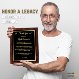 Custom Retirement Plaque for Service Recognition - Retirement Gifts for Men and Women - Happy Retirement Gifts and Award Plaque for Boss, Teacher, Coworker, Employees (Thank You, 9" X 12")