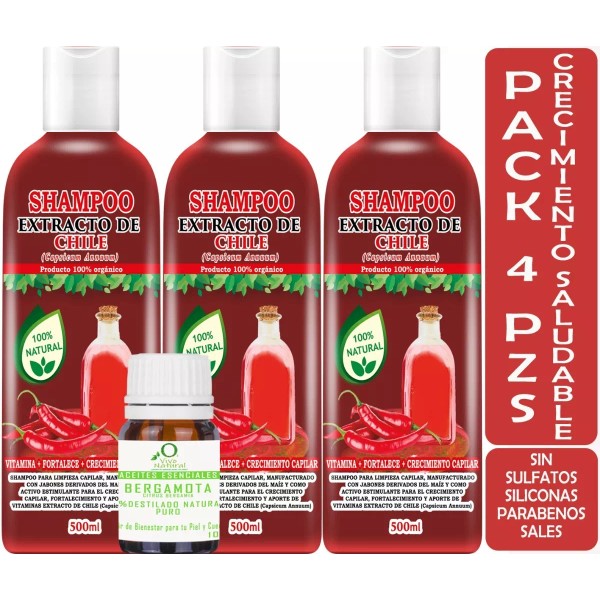 Vivenatural 3 Shampoos Extracto De Chile 500ml C/u + Aceite