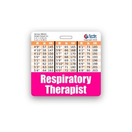 Respiratory Therapist Badge Buddy Horizontal w/Height & Weight Conversion Charts (Standard, Pink)