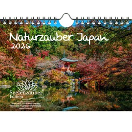 Naturzauber Japan DIN A5 Calendar for 2026 Landscape Nature Travel Country – Contents: 1 x Calendar, 1 x Christmas Pendant, 1 x Greeting Tag (Total 3 Pieces)
