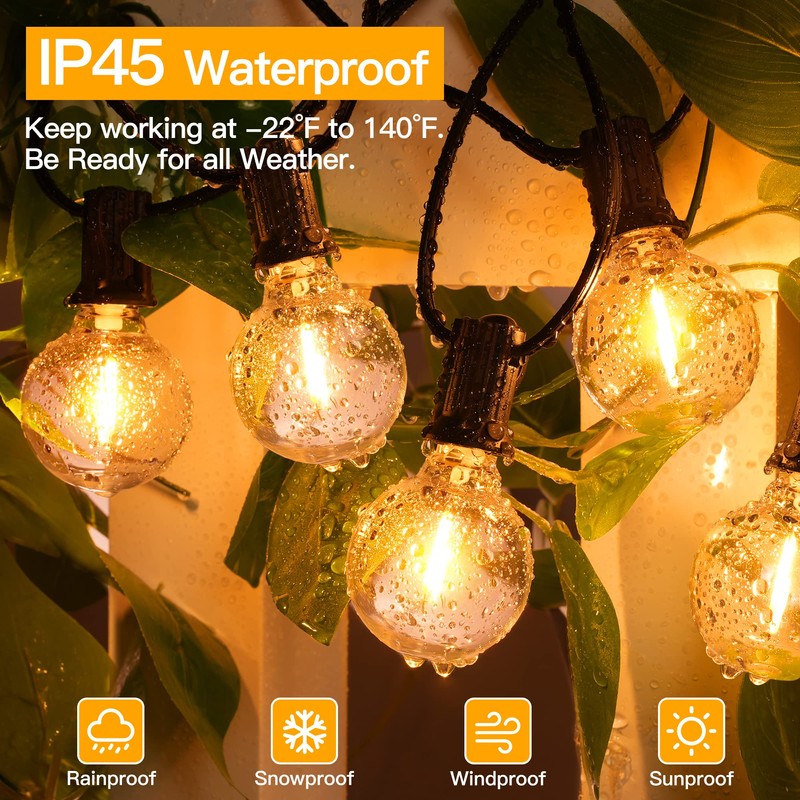Ollny 150FT Outdoor String Lights, Waterproof Connectable Shatterproof Outside Light
