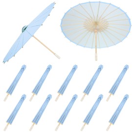 Sadnyy 33 Inches Paper Umbrellas Paper Decorative Chinese Japanese Parasol Umbrella DIY Oiled Painting Umbrellas Crafts for Wedding Bridal Party Decor(Blue,12 Pack)