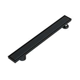 Neodrain 24-Inch Offset Linear Shower Drain with Tile Insert Grate Cover, 304 Stainless Steel Rectangle Side Outlet Shower Floor Drain, Adjustable Leveling Foot, Hair Strainer/Catcher, Matte Black