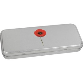 Azeeda 'Poppy Flower' Metal Hinged Stationery Tin/Storage Box (TT00294892)