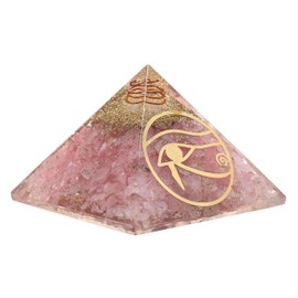 Large Orgone Pyramid | Rose Quartz Pyramid Crystal | Eye of Horus Orgonite Pyramid | Organ Pyramids Positive Energy Healing