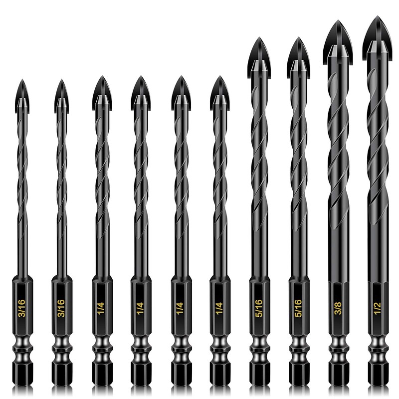 Masonry Concrete Drill Bit Set for Tile, Brick, Glass, Plastic