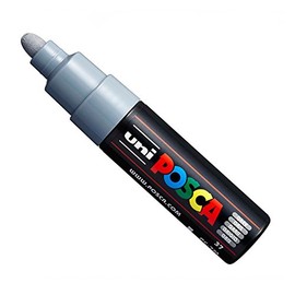 Uni Posca PC-7M, Marker, Kunststift – großes Kugelspitze 4,5–5,5 mm – 15 Farben grau