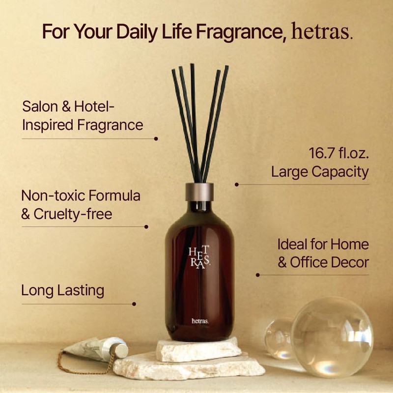 hetras Premium Reed Diffuser Set 16.9 fl.oz. 2 Pack |