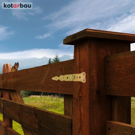 KOTARBAU® Set of 2 Shutter Hinges 150 mm Door Hinge Gate Hinge Throw Hinge Cross Hinge Gold Galvanised Rustproof Garden Gate Hinge Construction Fitting Robust