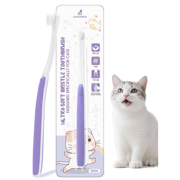 VVHOMIFE Cat Toothbrush for Kitten Teeth Cleaning – Soft Bristle