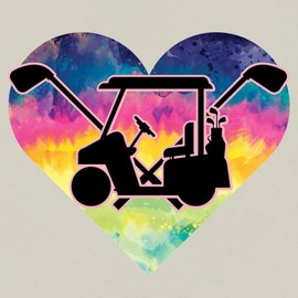 CafePress Golf Cart Tie Dye Heart Canvas Tote Top Zipper Closure