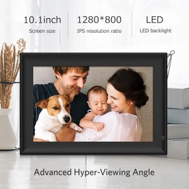Digital Picture Frame 10.1 Inch Electronic Picture Frame Full IPS Screen Auto-Rotat Design, Photo/Music/Video Player/Calendar/Alarm with Remote Control, USB or SD Card, Wall Mounted Insert