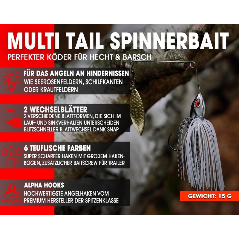 Wild Devil Baits Multi Tail Spinner Bait Artificial Bait Spin