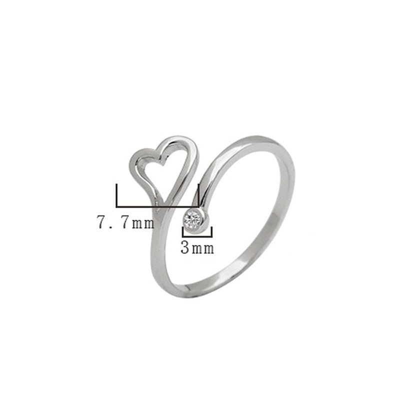 Deelfe Women's Ring, One Size Fits Most, Silver Ring, Heart