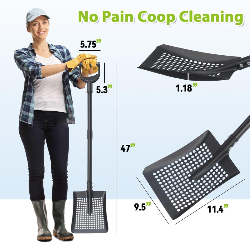 Sifting Shovel, Chicken Coop Scooper for Sand Easy Cleaning, Heavy