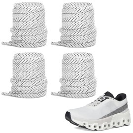 NDTEZUGT 2 Pairs Shoelaces for ON Cloudmonster Sneakers, 7MM Double Polyester Flat Polka Dot Shoe Laces Replacement Strings (White,54"/140cm)