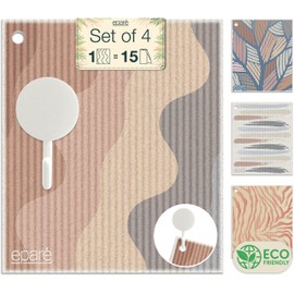 Eparé Swedish Reusable Paper Towels with Hook - 4 Pack Swedish Dishcloths for Kitchen - Swedish Washcloths & Dish Cloths for Washing Dishes Odor Free