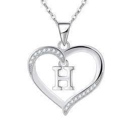 Cosie Lily Silver Necklaces for Women Heart Initial Necklace Sterling Silver Necklace Letter Necklace H Name Pendant Jewellery for Women,Initial Necklaces for Girls Gifts for Girls Birthday Presents
