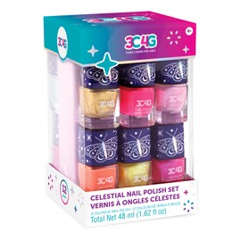 3C4G Celestial 12-Pack Nail Polish Tower for Girls & Teens - 12 Vibrant, Non-Toxic Colors - Safe & Fun Nail Polish Set for Kids Ages 8+ Perfect for Birthdays, Parties, & DIY Manicures Make It Real