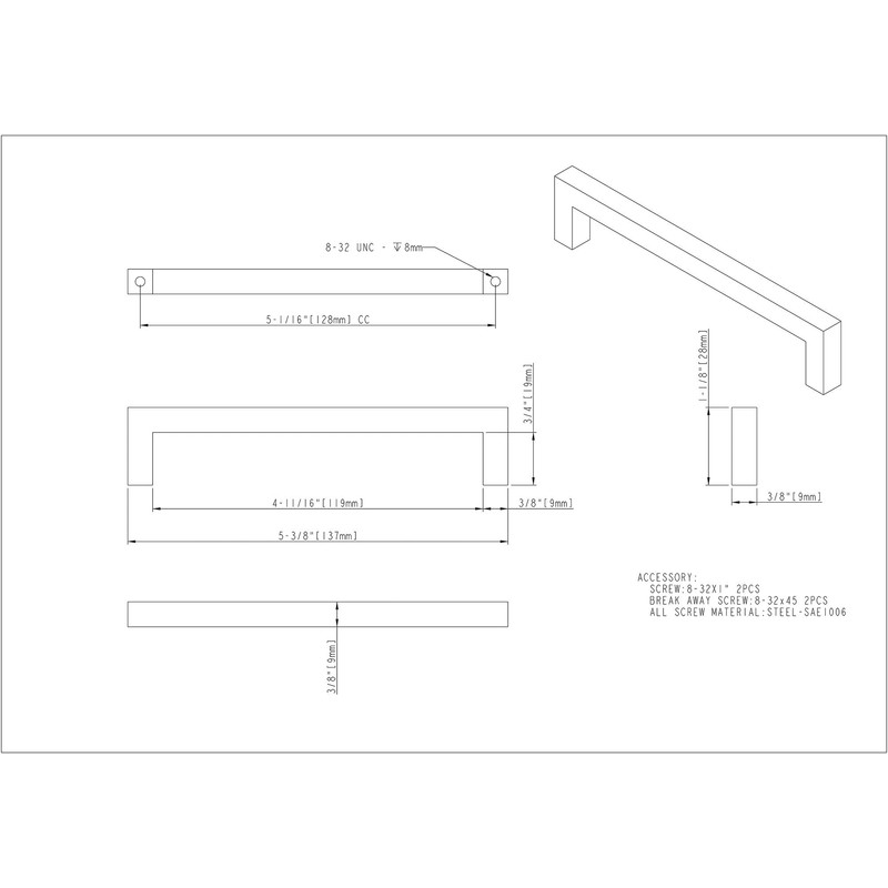 Elements 625-128 Stanton 5-1/16" (128 mm) Center to Center Sleek