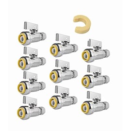 (Pack of 10) EFIELD Push Fit 1/4 Turn Straight Stop Valve Water Shut Off 1/2 Push x 3/8 Inch Compression Chrome, Lead Free