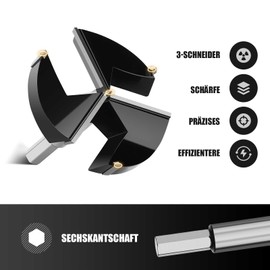 Forstner Drill Bit 75 mm Wood, Wood Drill Bit with Hex Shank, Forstner Drill Bit for Wood, Chipboard, Fibreboard
