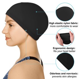 Swimming Cap Women, Breathable High Elastic Swim Caps for Womens，Suitable for Long and Short Hair Protect Hair Quick-Drying and Soft Swimming Hat Women (Black)