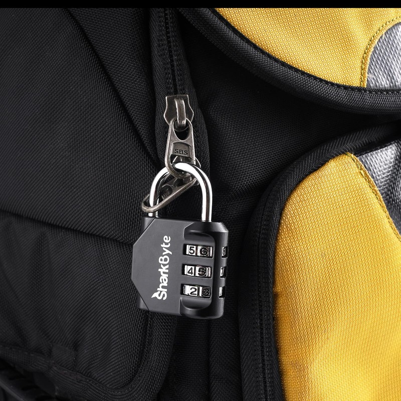 SharkByte Luggage Locks - 3-Dial Weatherproof Outdoor Security Combination Padlock,