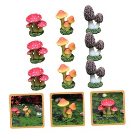 BESPORTBLE 9pcs Mini Mushroom Figurines Set Realistic Resin Mushroom Decorations for Landscape and Pots for Home Decor and Craft Projects