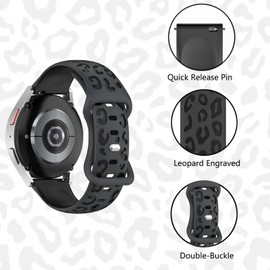 18mm Leopard Silicone Watch Bands Compatible with Garmin Vivoactive 4S/Venu 2S/3S/Vivomove 3S, Forerunner 255S/265S – Soft Quick Release Two-Tone Strap for Women, Sport Replacement Band (black, 18mm)