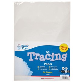 Baker Ross FN205 A4 Tracing Paper - Pack of 50 Sheets, Overlay Paper for Drawing, Copy Paper, Light Box Paper