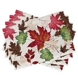 Seliem Fall Maple Leaves Placemats Set of 4, Autumn Watercolor Leaves Dining Table Place Mats, Seasonal Kitchen Decor Home Decoration 12 x 18 Inch