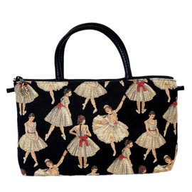 Belle Blanche Ballerina Gobelin Pouch Bag, Made in Japan, Black